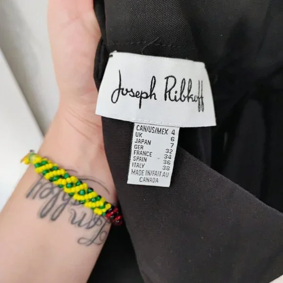 Joseph Ribkoff Womens Size 4 Crop Capri Black Pants Faux Coin Details #3610 - Picture 12 of 12